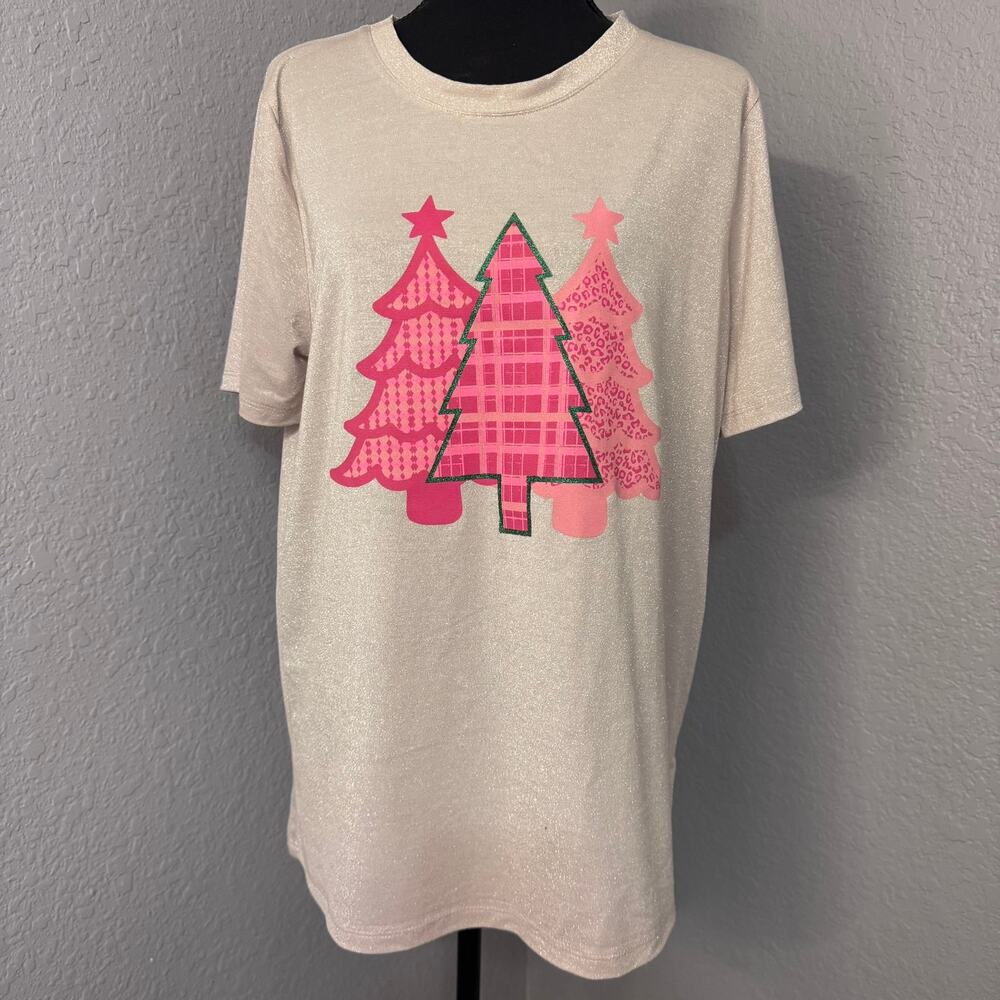Grace & Emma Women's Festive Forest Christmas T-Shirt Size Large EUC